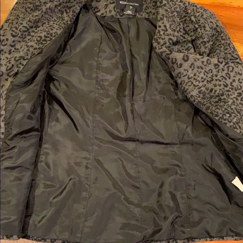 Moda International Black and Grey Cheetah Pea Coat - Picture 8 of 8